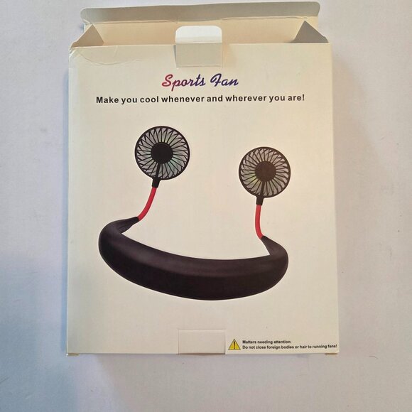 NWT - Hands-Free Rechargeable Neck Fan, Lightweight, Strong Airflow – Black/Red - Picture 5 of 9